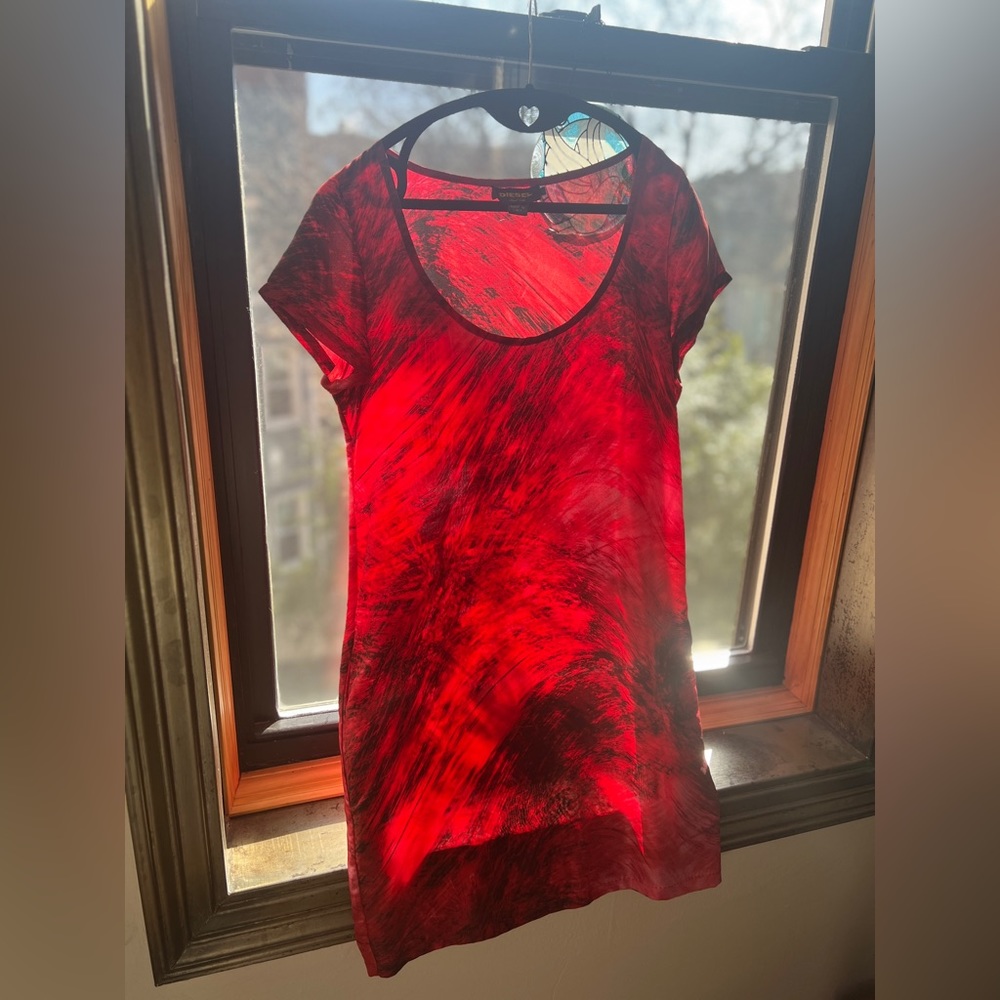 Diesel size small red and black silk dress with cool design